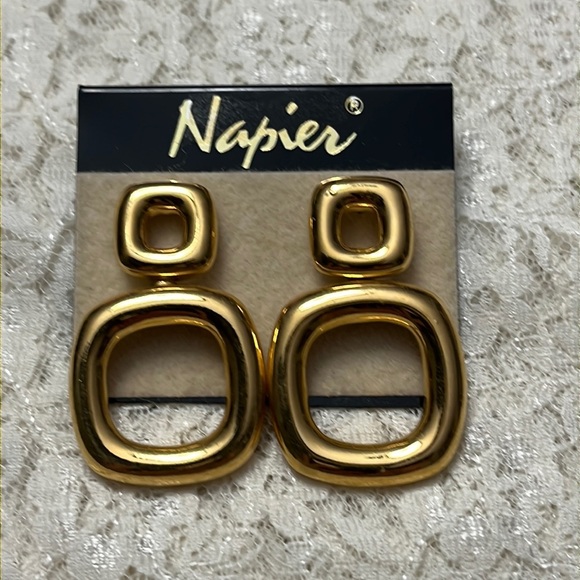 Napier Jewelry - Napier/vintage gold earrings, 1.5” *